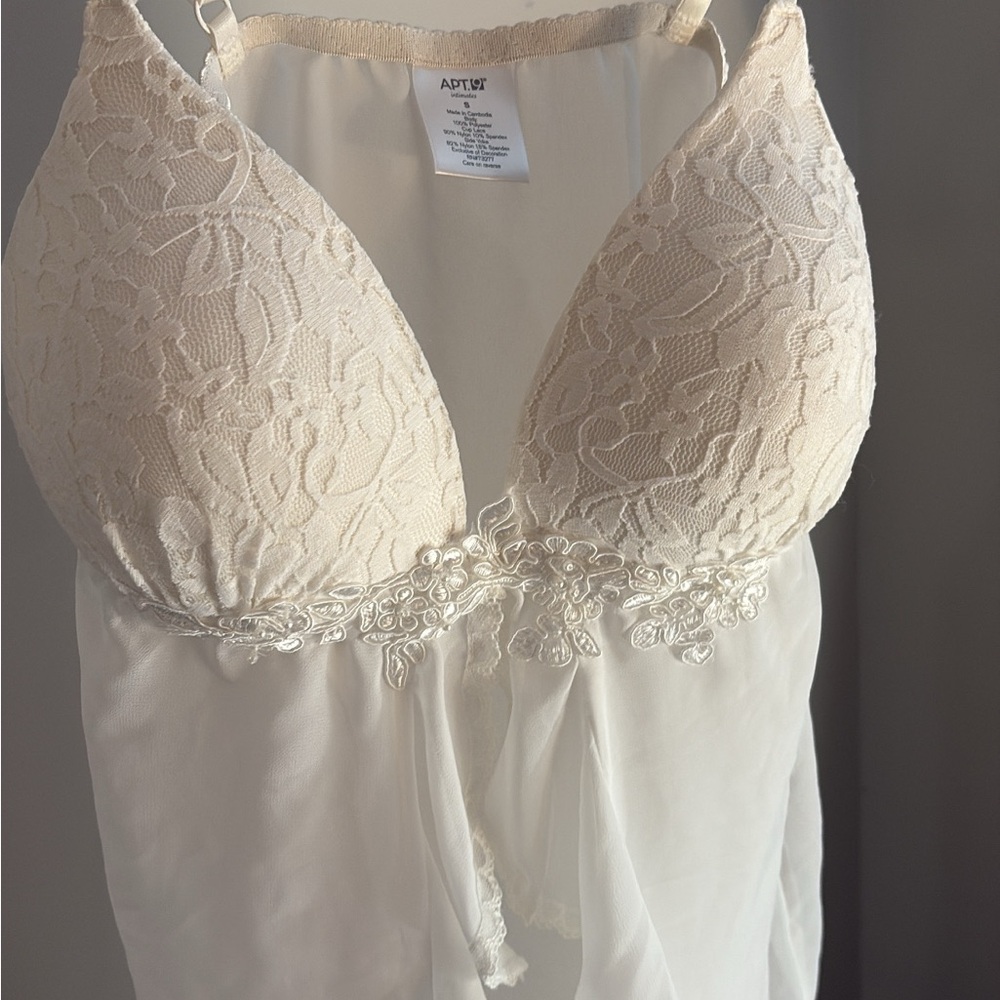 Apt. 9 Cream Chemise with Floral Lace and Adjustable Straps